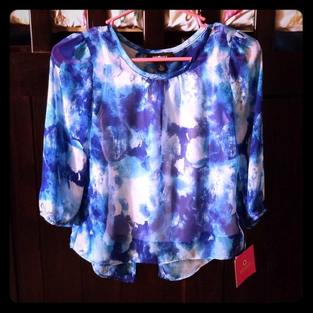 NWT Blue Watercolors Girls Blouse
